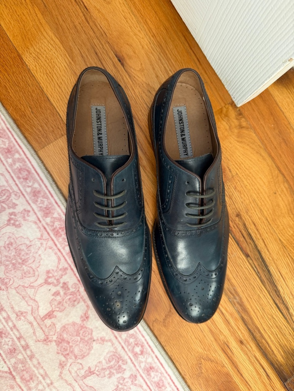 NWOT Johnston & Murphy Navy Leather Wingtip Derbys | $250 MSRP - Picture 4 of 9